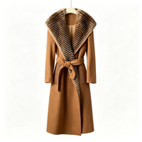 Nouveau Manteau d'Hiver Décontracté Long en Laine et Cachemire pour Femme 2026, Modèle à Capuche avec Fourrure, Coupe Ample et Chaude, Vente en Gros - Meilleures Ventes