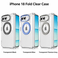 Funda Universal Transparente Plegable para iPhone 18 Fold 18 Pro Max, Soporte Metálico Giratorio de 360 Grados, Antipolvo y Antigolpes