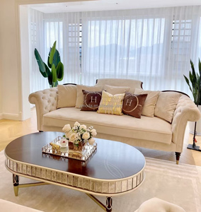 Francés antiguo Beige sofá Palacio clásico tallado a <span class=keywords><strong>mano</strong></span> 1 <span class=keywords><strong>2</strong></span> 3 combinación Beige terciopelo sofá conjunto muebles sala de estar sofá - Product Image 2