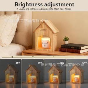 Wooden House Candle Holder With Led Light Christmas Decor Home Desktop <b>Night</b> Light <b>Stand</b> - Product Image 3