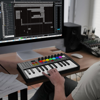Controlador de teclado MIDI negro de 25 teclas USB M Audio Midi Teclado de edición de música para computadora portátil/PC Software incluido