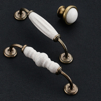 Poignées et boutons de tiroir d'armoire de cuisine en céramique de style européen antique vintage à texture craquelée pour meubles