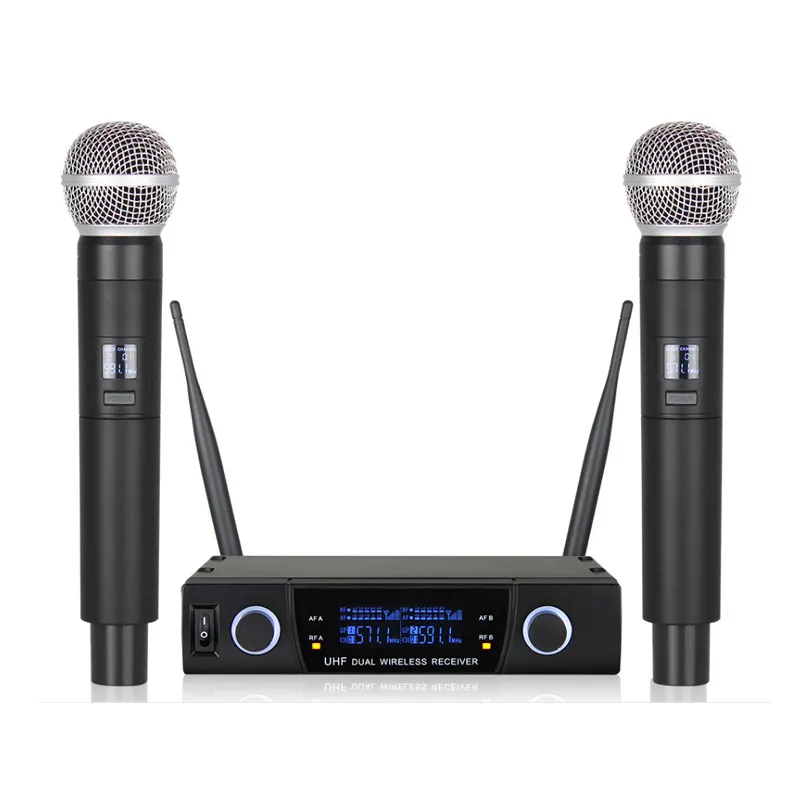 2021 Professional Handheld Cordless Dual Multi Channel Vocal Mic BT Wireless Microphone for Karaoke Streaming