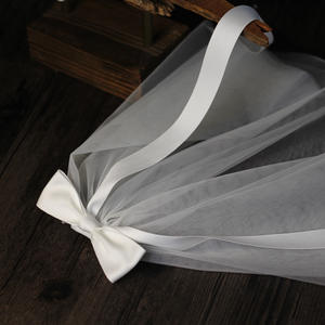 Bonne qualité Xinmeiji V664 <span class=keywords><strong>voile</strong></span> de mariée français avec nœud en ruban, couvre-chef court sur le thème de la forêt <span class=keywords><strong>blanche</strong></span> pour les photos de certificat de mariage, un populaire en ligne - Product Image 4