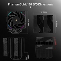 Pendingin CPU Phantom Spirit 120 EVO 7X6mm Heat Pipes Fluid Bearing ARGB LED Kipas Ganda PWM untuk Pendinginan Casing Komputer