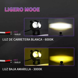 Phare LED de <span class=keywords><strong>moto</strong></span> double couleur blanc-jaune, design hibou, 2 lentilles, étanche IP67, pour accessoires <span class=keywords><strong>moto</strong></span> - Vente chaude - Product Image 3