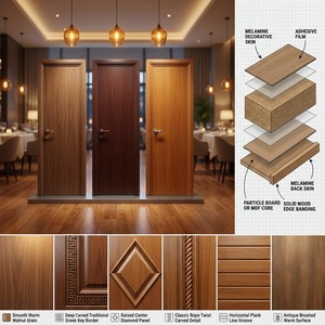 <span class=keywords><strong>Porte</strong></span> intérieure coulissante pivotante à cadre pliant en mélamine avec apprêt blanc pour projet de logement locatif - Product Image 3