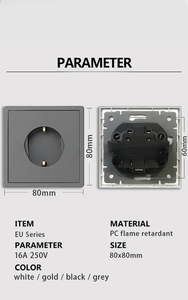 أغطية مصابيح التبديل الأحادية من سلسلة Z ، مفاتيح تبديل الجدار بلوحة ذهبية من الكمبيوتر ، مفتاح الاتحاد الأوروبي القياسي 80*80 ، مفتاح المنزل - Product Image 6