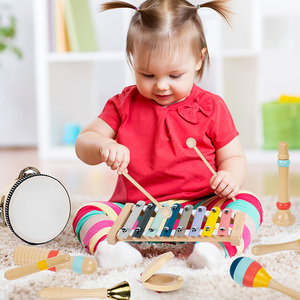 Ensemble d'instruments de musique en bois en gros : Tambourin, <span class=keywords><strong>Xylophone</strong></span>, Jouets musicaux d'éveil pour tout-petits - Product Image 5