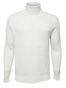 <b>Men</b> Solid White <b>Turtleneck</b> Pullover 100% Cotton Long Sleeve Casual Winter Computer Knit <b>Sweater</b> - Product Image 2