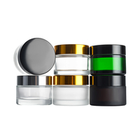 Pot en verre transparent vert de 20g, 30g, 50g, vide, pour cosmétiques, baume pour les lèvres, nettoyant visage, crème pour les yeux, gel, avec couvercle
