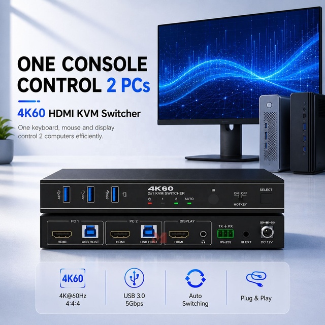 4K60 HDMI USB 3.0 Computer Switch Box for Keyboard Mouse Monitor Sharing 2 Port 4 Port KVM Switch