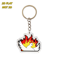 Porte-clés en acrylique Flaming Dove, découpé, oiseau de la paix aux ailes de feu, pour les gamers, les fans d'anime, les amateurs d'art symbolique, pendentif transparent et durable