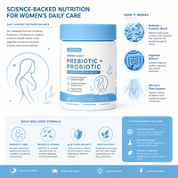 Capsules prébiotiques et probiotiques pour femmes, marque privée OEM, 20 milliards d'UFC, véganes, pour le confort digestif et le soutien immunitaire, complément alimentaire
