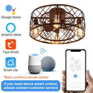 XD99 dormitorio moderno LED ventilador de techo luz americana Retro estilo Industrial jaula de hierro ventilador Luz - Product Image 3