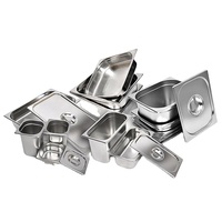 Edelstahl Gas-Dampfgarbehälter 1/6 1/9 Buffet-Server 13L Fassungsvermögen Restaurant Hotel Catering Speisenwärmer