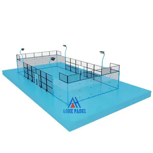 Fabrika toptan fiyat 10M x 20M sıcak satış açık spor panoramik kürek tenis kortu Padel mahkemesi