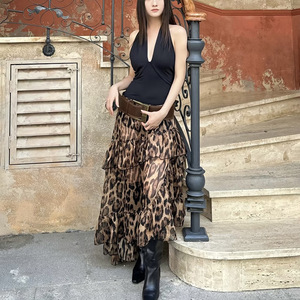 Nuova Collezione Estiva di Abbigliamento Femminile, Moda Streetwear, Gonna Larga a Vita Alta con Stampa Leopardata - Product Image 3