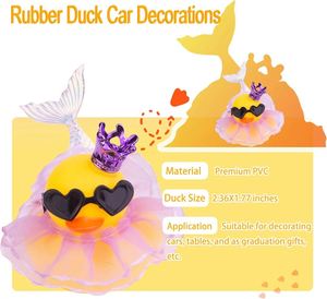 Pato de Goma Adorable al por Mayor para Decoración de Salpicadero de Coche, Adorno de Plástico con Mini Corona, Falda y Gafas - Product Image 2