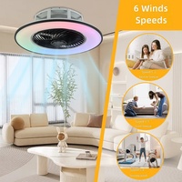 Ventilateur de plafond LED moderne avec télécommande, RGB, 5 pales, moteur dimmable, ABS, 220V, éclairage intérieur