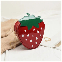 Mini bolsos bonitos para mujer, monederos femeninos de fresa personalizados, forma de bolso informal con cierre abierto y forro de poliéster