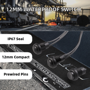 YUHE 12mm 1NO Momentary Latching IP67 Waterproof Nylon Mechanical <b>Push</b> <b>Button</b> <b>Switch</b> with Wire 2A for Home Appliances - Product Image 2