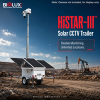 BIGLUX HiSTAR Trailer Solar de Alta Potência para CFTV com 3 Painéis Solares de 450W, Mastro Elétrico de 9m, Bateria Gel de 14400Wh e Segurança Remota