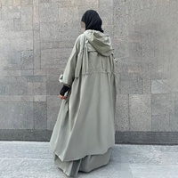 Abaya Manteau Imperméable Personnalisé Grande Taille à Capuche Hiver Pluie pour Femmes Musulmanes Françaises Robe Vêtements Islamiques En Gros Ensemble de Prière Abaya