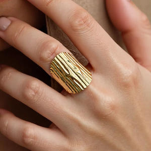 Stainless Steel <b>Ring</b> Irregular Design Open Band Light Luxury Women's Jewelry Gift - Product Image 1