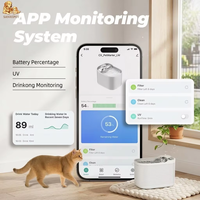 Fontaine à eau automatique pour animaux de compagnie OEM 2,5 L en acier inoxydable avec capteur, sans fil, fonctionnant sur batterie, compatible WiFi pour chats