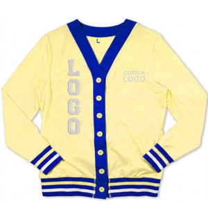 Custom logos Long Sleeves College University Winter Knitted <b>Cardigan</b> <b>Sweater</b> with Embroidery - Product Image 1