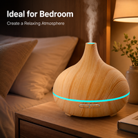Diffuseur d'huiles essentielles effet bois avec brume fine, veilleuse LED douce et contrôle de minuterie pour la maison, le spa, la chambre et le yoga