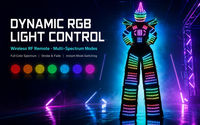 Costume de robot LED Cyberpunk Mecha, tenue de performance lumineuse pour scène et carnaval avec casque et visière à pointes