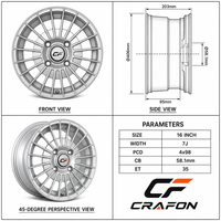 Jantes forgées CF 16 17 18 pouces 4x98 PCD 58.1 CB pour voitures particulières, compatibles avec les jantes chromées brossées 500e
