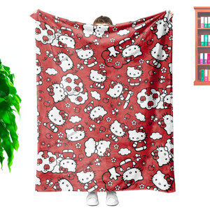 Customizable Kawaii <strong>Kitties</strong> Sanreo Cartoon <strong>Hello</strong> Animes Fleece Flannel Printed Sofa Travel Beach Throw <strong>Blankets</strong> - Product Image 1