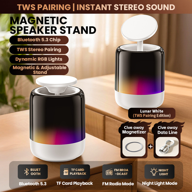 Q28 Mini Speakers Wireless Speaker Wireless Stereo Pairing Small Audio with 360-Degree Rotation Degree Phone Stand