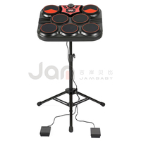 Kit de batterie électronique portable Jambaby avec 8 pads, support et deux pédales pour débutants
