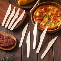 Couteaux jetables en bois biodégradable résistants à la chaleur pour la viande, pour les fêtes, les restaurants de restauration rapide, vente en gros