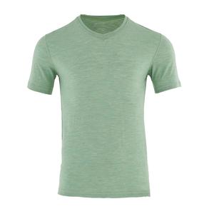 Camiseta de Manga Corta con Cuello en V para Hombre, Informal, de Lana Merino, Tejido de Punto con Serigrafía, Absorbe la Humedad, Sin Olor, 180 g/m² - Product Image 1
