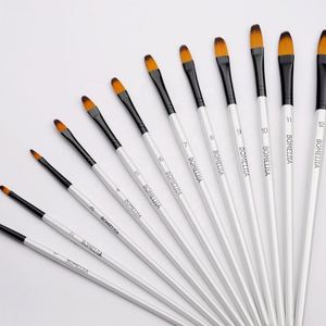 Juego de 12 Pinceles Profesionales para Pintura, Redondos, Planos, Tipo Filbert, Angulares, de Pelo de Nailon, para Acuarela - Product Image 4