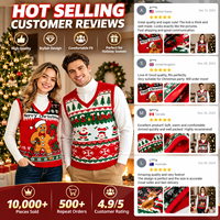 Gilet de Noël en tricot à col en V pour hommes et femmes, idéal pour les fêtes, vente en gros, en stock, faible MOQ