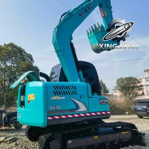 Excavatrice d'occasion Kobelco 75-8, marque japonaise d'origine, 7 tonnes, petite taille, chenilles en caoutchouc, mini-excavatrice. - Product Image 3
