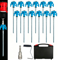 Piquets de tente galvanisés de 8 pouces à visser avec tête extractrice et boîte de transport pour tentes, auvents, abris de voiture, portiques et balançoires