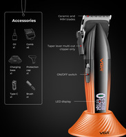 Tondeuse à cheveux professionnelle sans fil VGR V-889C avec lame en céramique et moteur 9000 tr/min pour coiffeurs et barbiers