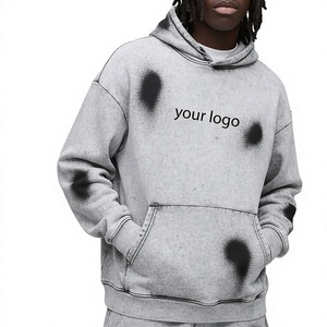 Sweat à capuche en coton enzymatique personnalisé pour homme, style vintage délavé, pour marques urbaines masculines, vente en gros - Product Image 1