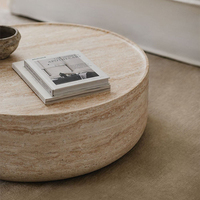 Table basse cylindrique en marbre travertin minimaliste, couleur personnalisable, écologique, mobilier moderne pour salon