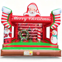 Château gonflable publicitaire de Noël avec toboggan aquatique pour enfants, petite machine distributrice, jeux de carnaval, ballons