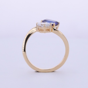 Starsgem Toi Et Moi <b>Ring</b> Solid <b>Gold</b> 18K Yellow Solid <b>Gold</b> Color Lab Grown diamond and Lab grown Gemstone <b>Ring</b> - Product Image 3
