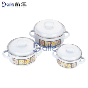 Ensemble de 3 ustensiles de cuisine <span class=keywords><strong>en</strong></span> <span class=keywords><strong>fonte</strong></span> émaillée écologiques Daile avec casserole et faitout - Product Image 2