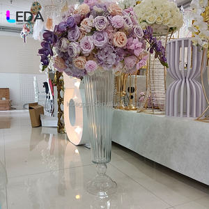 Jarrón de Vidrio Grande de Alta Calidad LEDA, Transparente con Ondas, Clásico para Decoración de Centros de Mesa en Bodas y Fiestas - Product Image 6